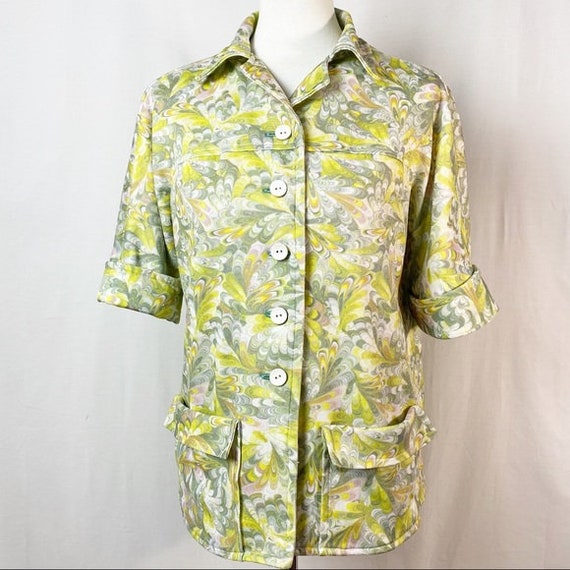 トップス antique vintage old marble psychedelic Vintage 1970's Psychedelic Green Marble Print Short Sleeve