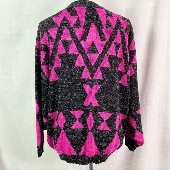 Vintage Pink Black Geometric Print Sweater XL - image 4