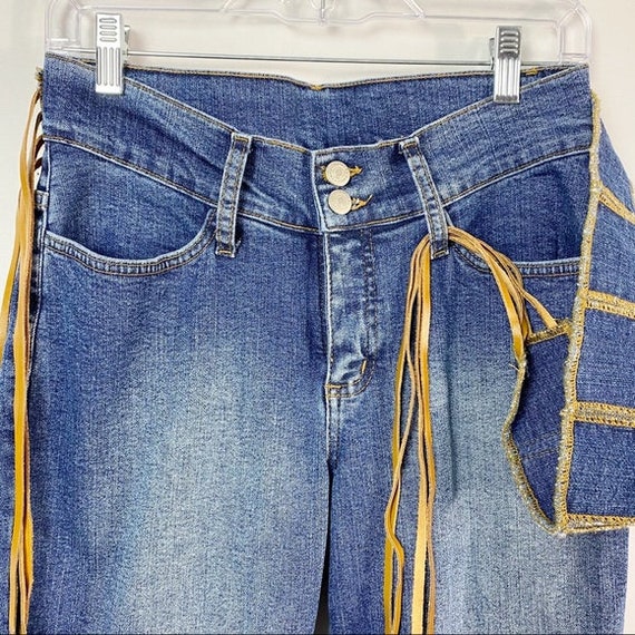 Vintage 90’s Boho Hippie Flare Wide Leg Jeans Den… - image 6