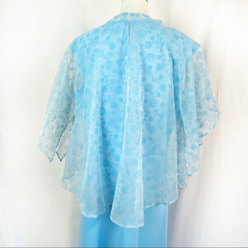 Vintage 60s Baby Blue Special Occasion Maxi Dress with Capelet X-Large image 6