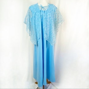 Vintage 60’s Baby Blue Special Occasion Maxi Dress with Capelet X-Large