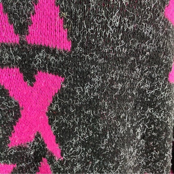 Vintage Pink Black Geometric Print Sweater XL - image 3