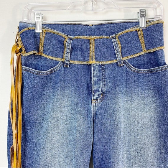 Vintage 90’s Boho Hippie Flare Wide Leg Jeans Den… - image 2