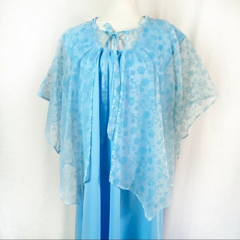 Vintage 60s Baby Blue Special Occasion Maxi Dress with Capelet X-Large image 2