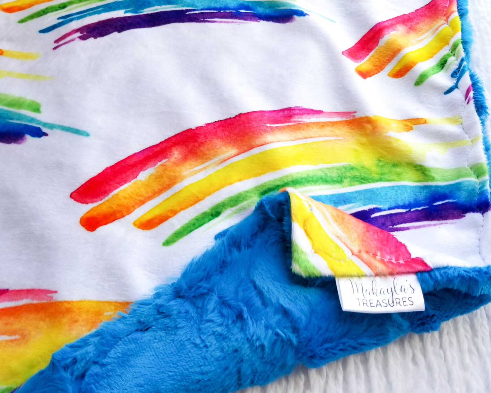 Rainbow Minky Blanket Rainbow Baby Gift Rainbow Bedding Etsy