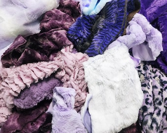 Purple Fabric Scrap Pack | Minky Fabric Scrap Bag | Shannon Fabrics | Soft Fabric | Minky Fabric by the Pound | Plush Fabric | Luxe Cuddle