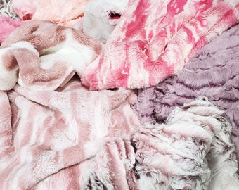 Luxe Cuddle | Minky Fabric Scrap Bag | Pink Fabric Scrap Pack | Shannon Fabrics | Soft Fabric | Minky Fabric by the Pound | Plush Fabric