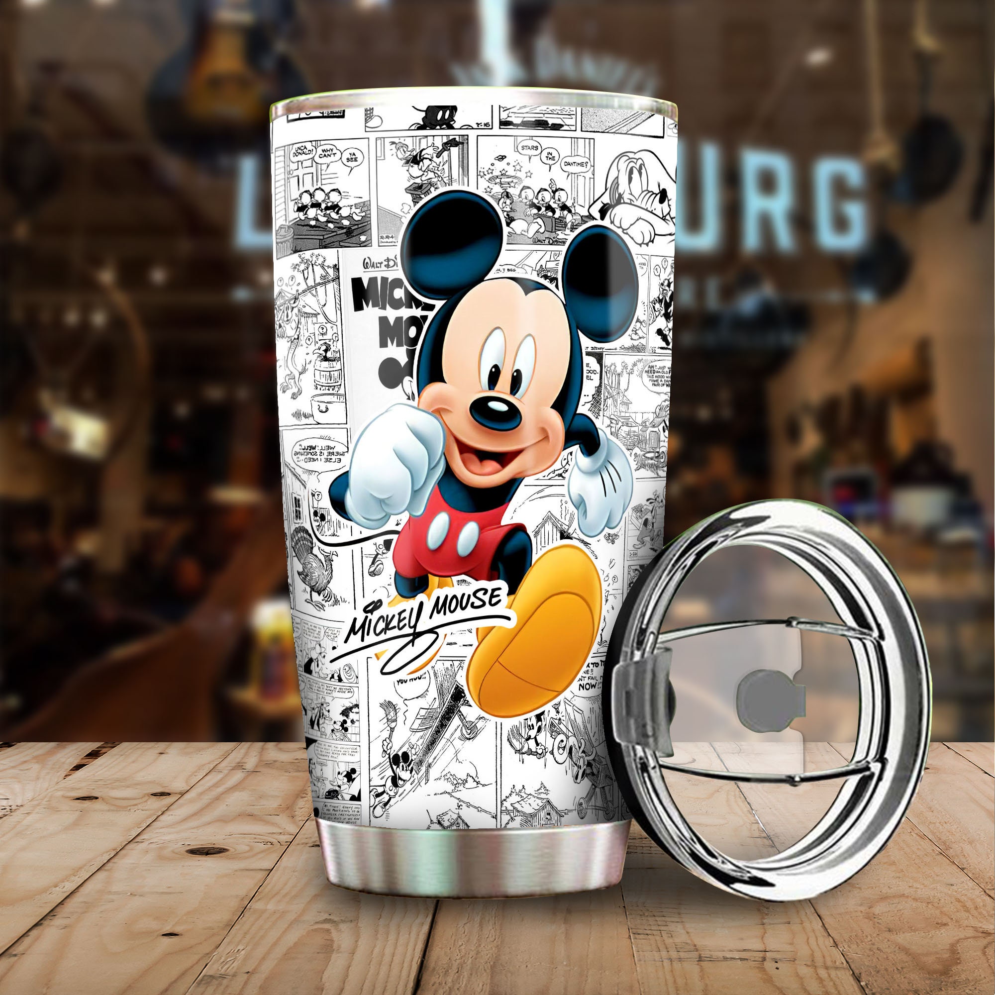 Mickey Mouse Comic Partern Tumbler, Mickey Disney Graphic Cartoon Stainless Steel Tumbler