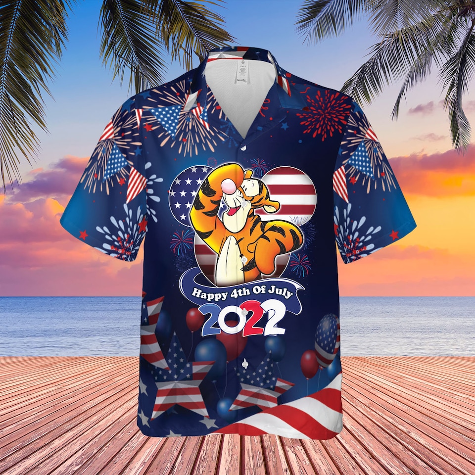 Tigger 4th July American Flag Hawaii shirt Kids's M sold by