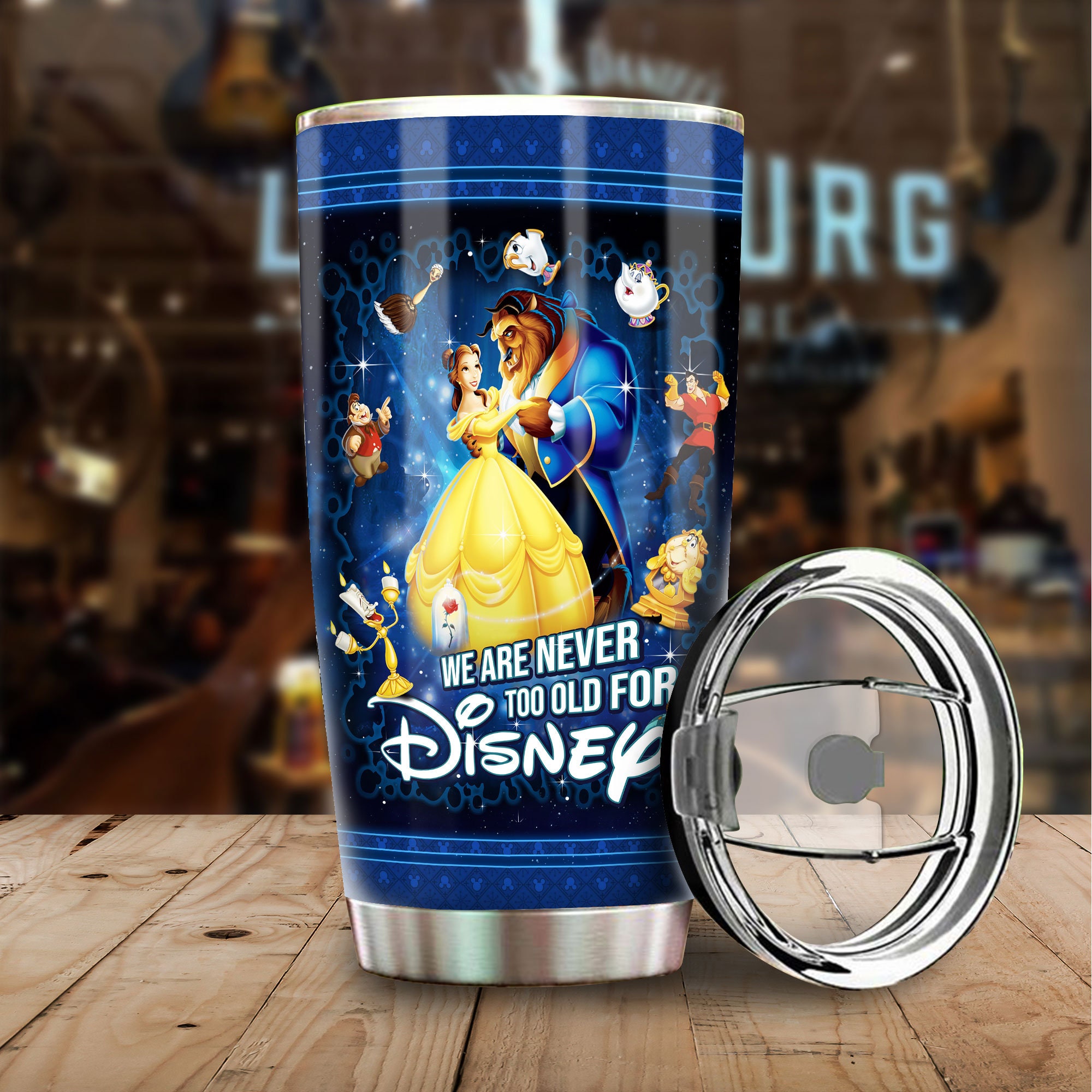 Beauty and The Beast Tumbler Never Too Old for Disney Stainless Steel Tumbler