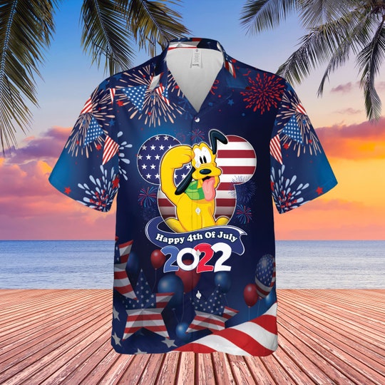 Disover Pluto 4th July American Flag Hawaii shirt