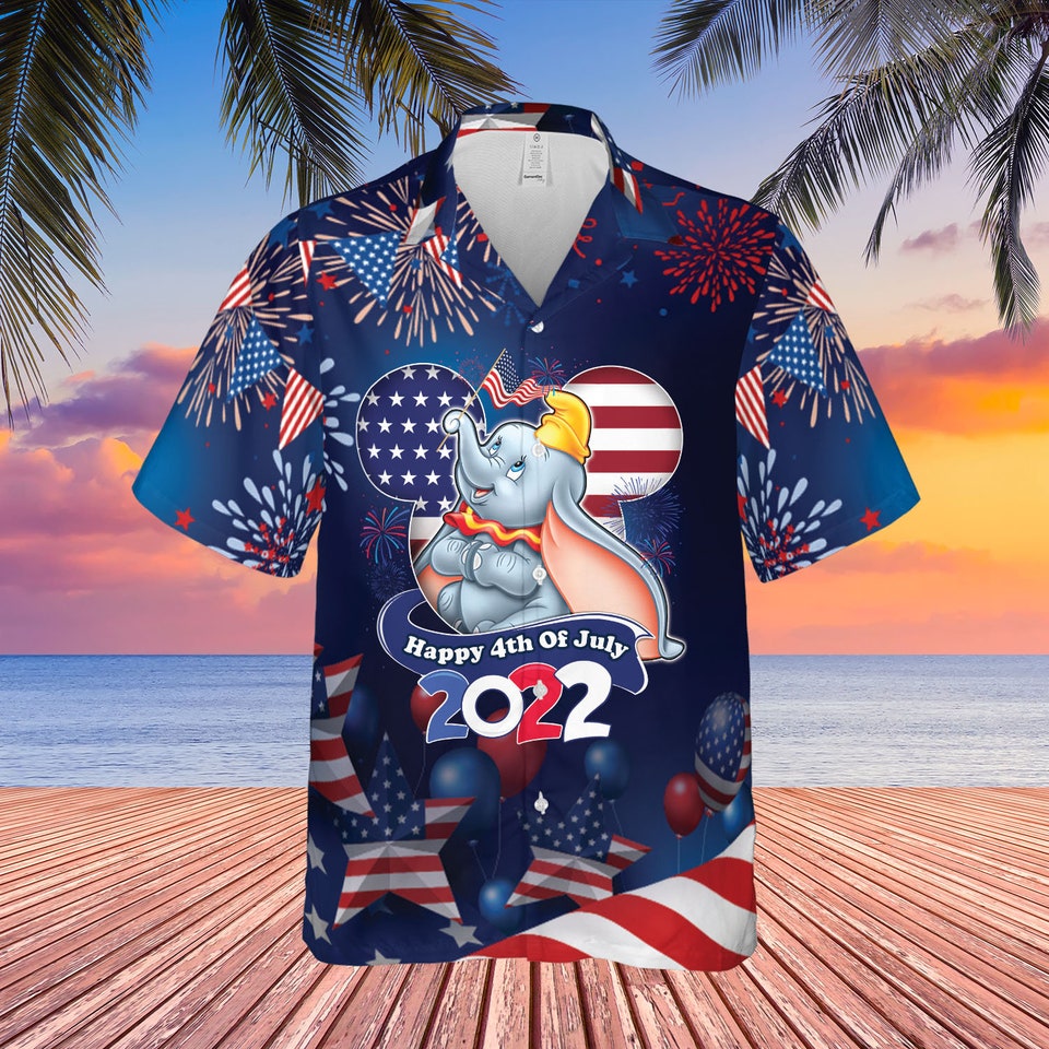 Dumbo 4th July American Flag Hawaii shirt