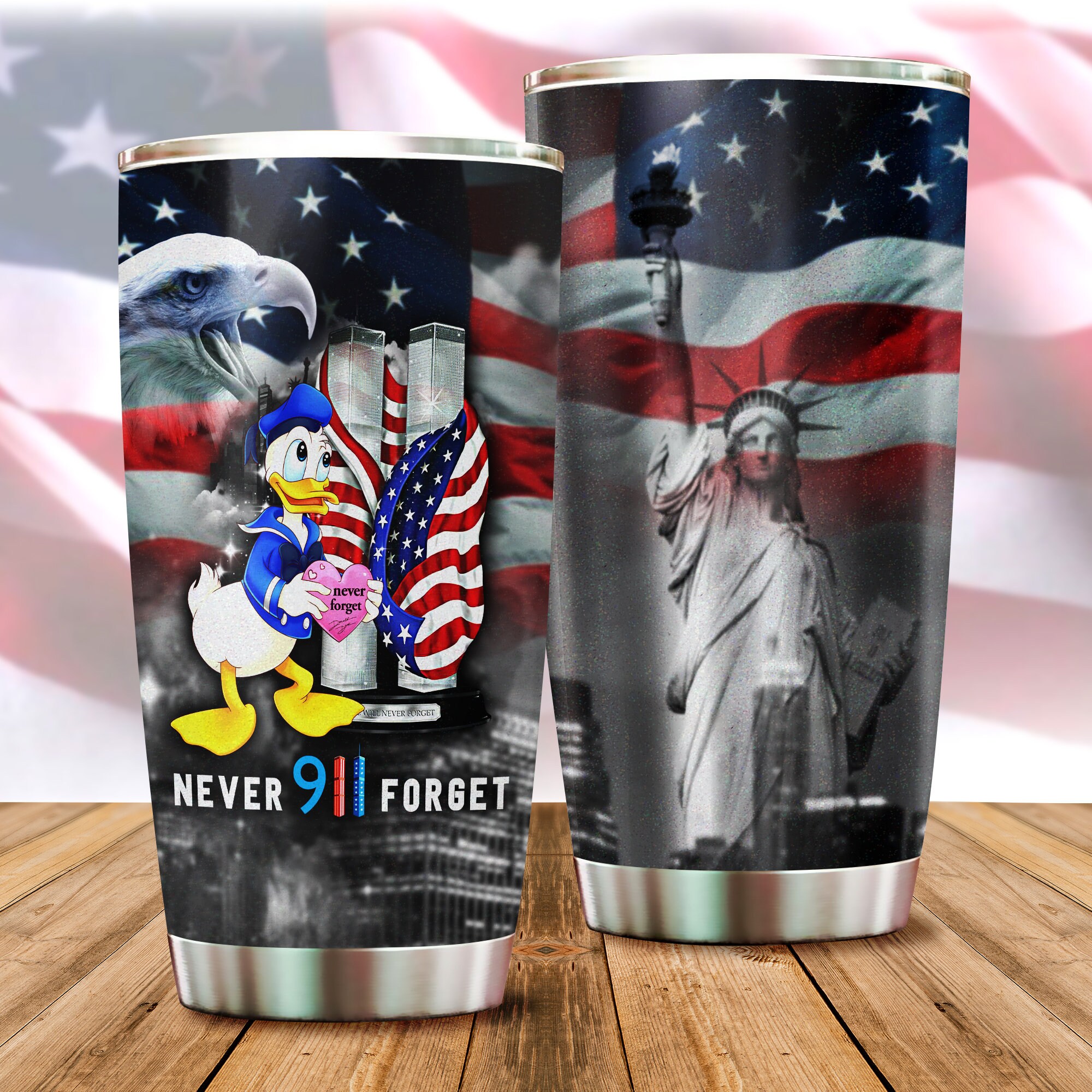 Donald Duck Disney Cry 9-11 Anniversary Never Forget 911 Tumbler