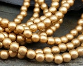 4mm Gold Pearl Round Druk Beads Czech Glass CZ317,gold druk beads,matte gold beads,matte bronze beads,matte metallic bead,gold glass bead