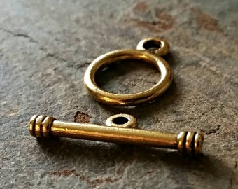 PF2045 Small Gold Toggle Findings TierraCast MAKERS Clasp Set Bright Gold Clasp Hammertone Hammered Textured Metal Toggle Clasp Findings
