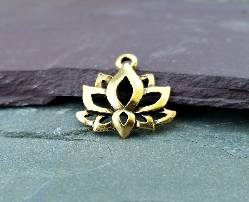 Lotus Charm Gold Boho Jewelry Pendant C111gold Lotus Etsy