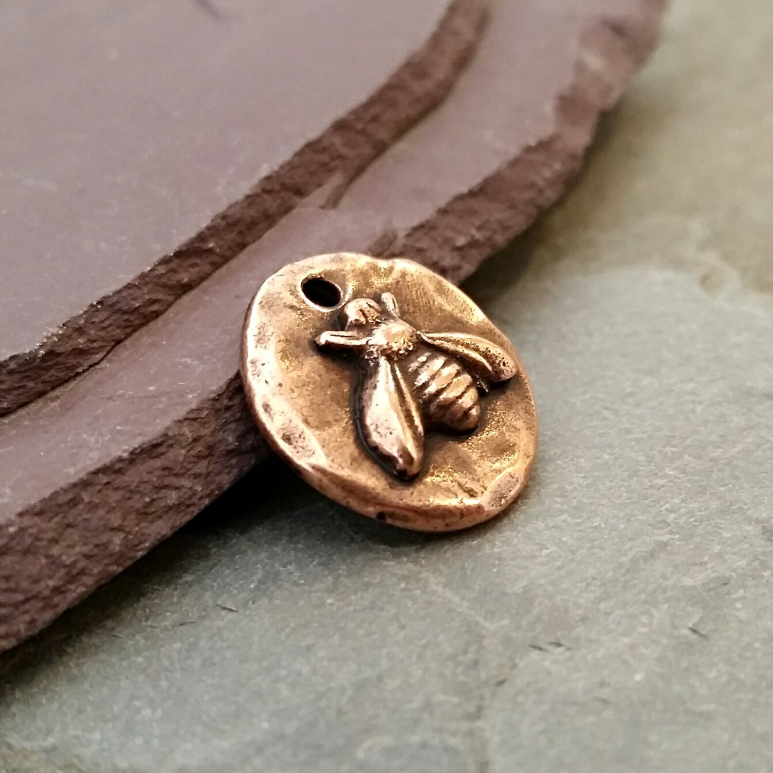 Copper Bee Charm Organic Roundn97copper Bee Charmbee Etsy