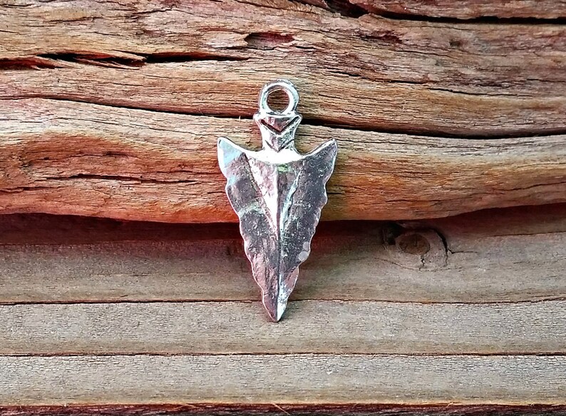arrowhead charm,arrowhead pendant,native charm,southwest charm Silver Arrowhead Charm Hammered Pewter Bohemian Antique Rustic C-101