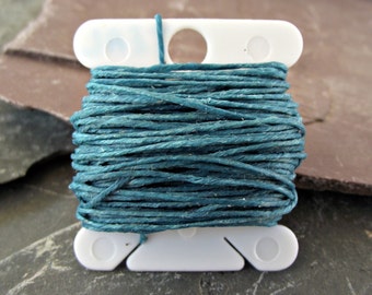 4 Ply Teal Waxed Irish Linen Thread 10 Yards WIL14,teal linen thread,bookbinding thread,teal waxed linen,waxed linen thread,waxed linen cord