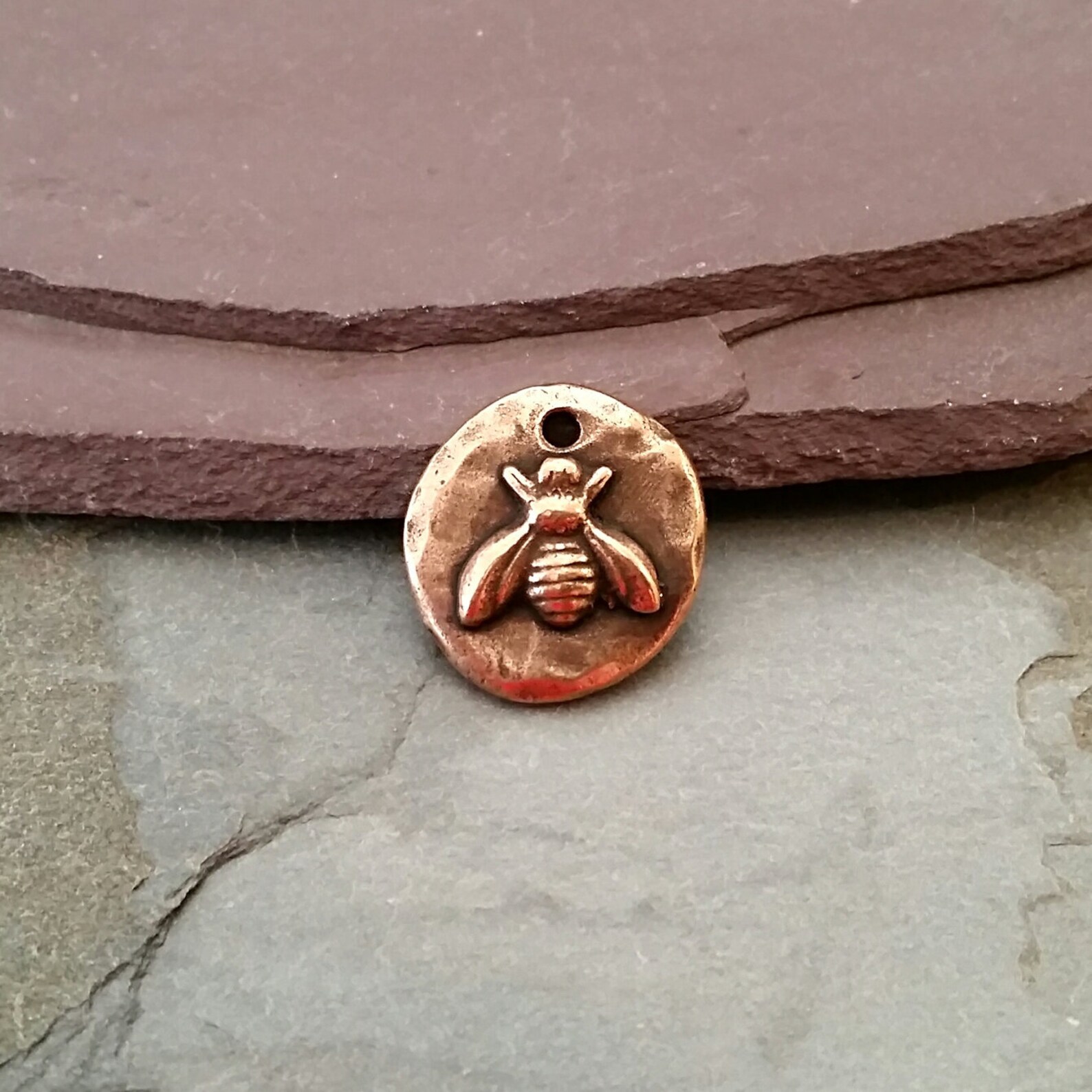 Copper Bee Charm Organic Roundn97copper Bee Charmbee Etsy