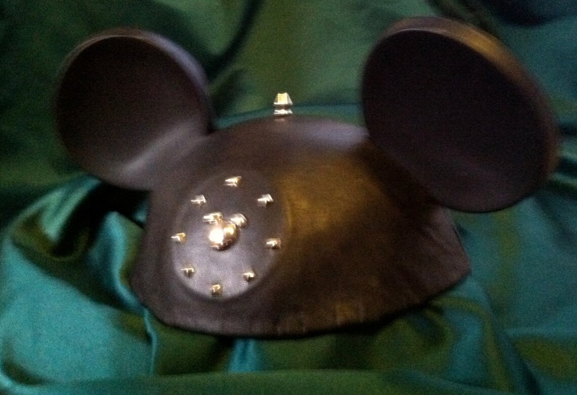 Leather Mickey Mouse Ears Customized and Personalized With Nickel