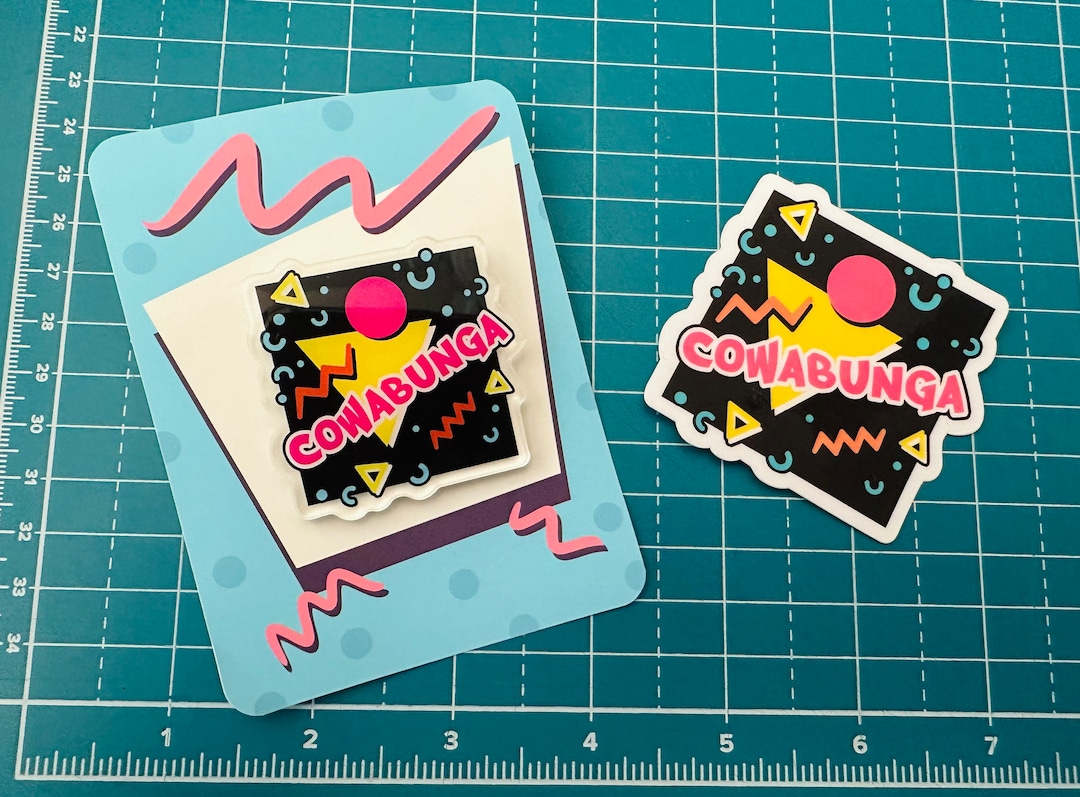 Cowabunga Acrylic Pin & Sticker - Etsy