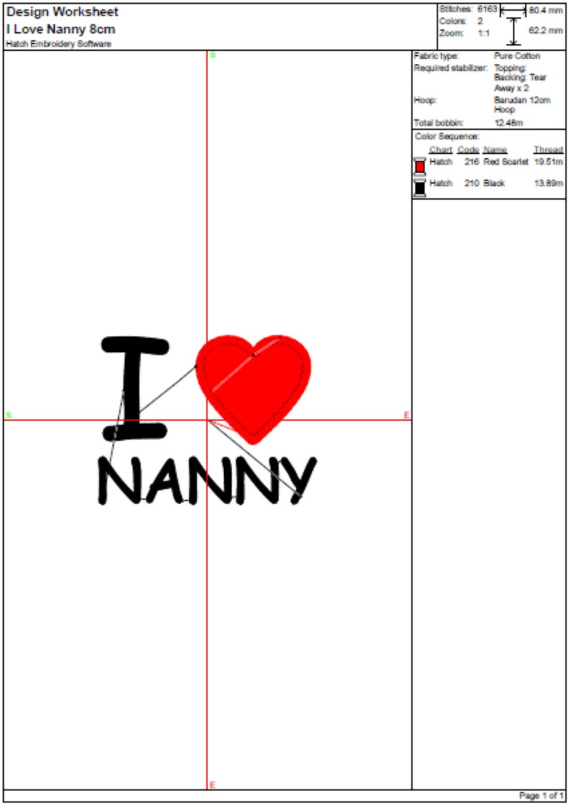 I Love Nanny Machine Embroidery Design Etsy UK