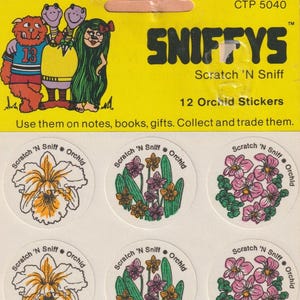 Vintage CTP Sniffys Scratch & Sniff Orchid  Stickers SEALED