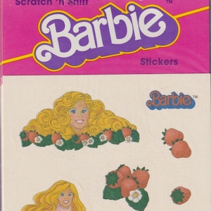 Vintage CTP Barbie Scratch & Sniff STRAWBERRY Stickers SEALED