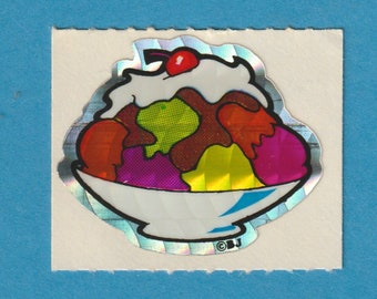 Vintage 1980s BJ  Prism Sticker Hot Fudge Sundae