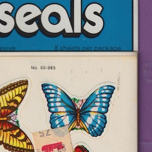 Vintage DENNISON Stickers BUTTERFLY Seals