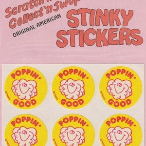 Vintage Trend Matte Scratch & Sniff Stickers in Original Package Popcorn
