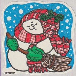 Pegatina vintage grande de tendencia para rascar y oler MUJER DE NIEVE