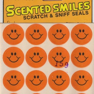 Vintage Eureka ORANGE Scented Smiles Scratch & Sniff Sticker Pack SEALED