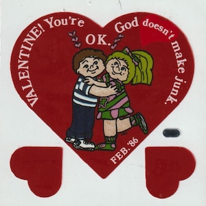 Vintage 1980s BJ  Prism Sticker February Valentines Day