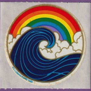 Sticker Illuminations vintage des années 1980 OCEAN WAVE arc-en-ciel