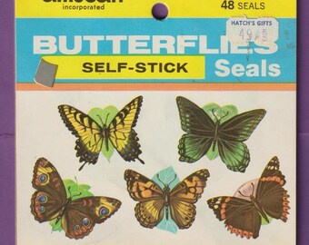 Vintage AMSCAN Self Seal Stickers BUTTERFLY