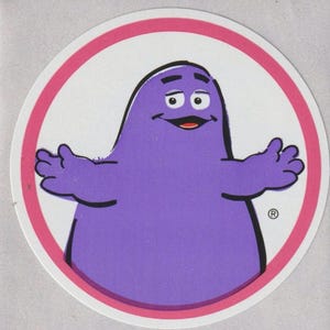 Vintage 1980s McDonalds Sticker GRIMACE