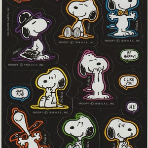 Vintage 1980s Hallmark PEANUTS Sticker Sheet SNOOPY