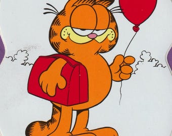 Vintage Die Cut LARGE 1970s GARFIELD Sticker Reisen mit leichtem Gepäck