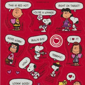 Vintage 1980s Hallmark PEANUTS Sticker Sheet VALENTINES DAY
