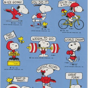 Vintage 1980s HALLMARK Peanuts SNOOPY Sticker Sheet