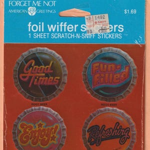 Vintage 1980s Forget Me Not FOIL Scratch N Sniff Stickers