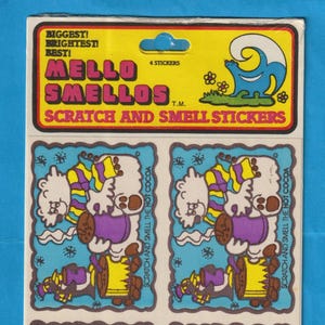 Lot de 4 autocollants vintage à gratter et à renifler Mello Smellos Sniffys HOT CACAO