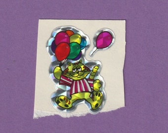 Vintage 1980s BJ  Prism Sticker Cat Balloons