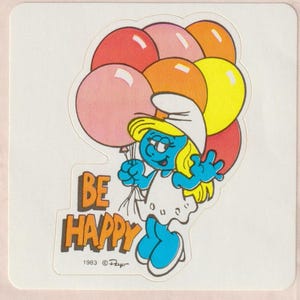 Vintage Happy Birthday Ballons Schlumpfine Aufkleber