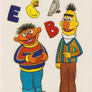 Adesivo grande vintage da Vila Sésamo dos anos 80, BERT & ERNIE
