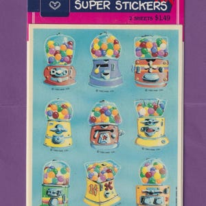 Confezione di adesivi vintage AMBASSADOR anni '80 HALLMARK Scratch & Sniff Gum Ball Bubble Gum