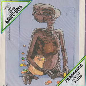 Vintage ET Jumbo Scratch And Sniff Sticker SEALED Erdnussbutter