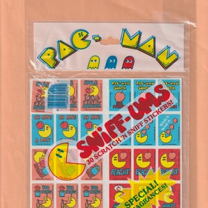 Stickers Pac Man vintage à gratter et à renifler POMME PÊCHE scellés